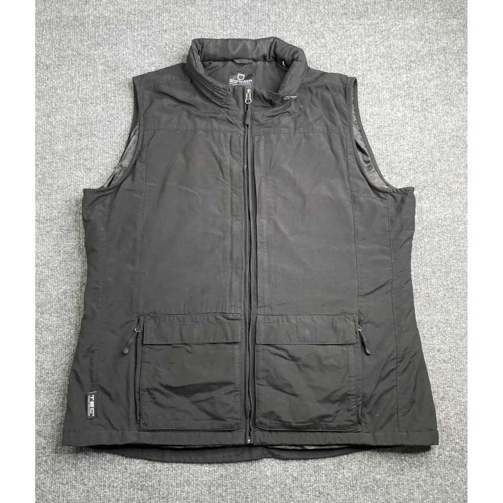 SCOTTEVEST TEC Travel Vest Mens M1 Black Multi-Pocket Utility Hiking Full Zip